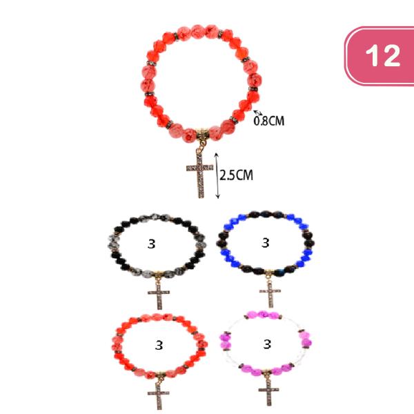 CROSS CRYSTAL BRACELET (12 UNTS)