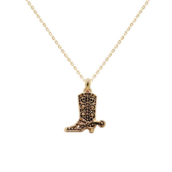 14K GOLD DIPPED ANTIQUE COWBOY BOOTS NECKLACE