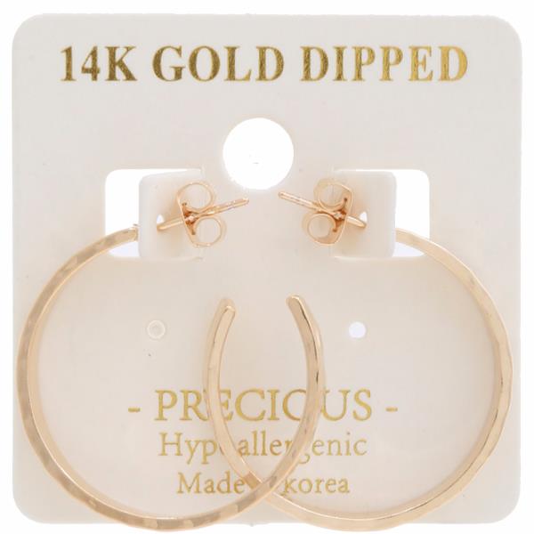 SQUARE EDGE 14K GOLD DIPPED HOOP EARRING