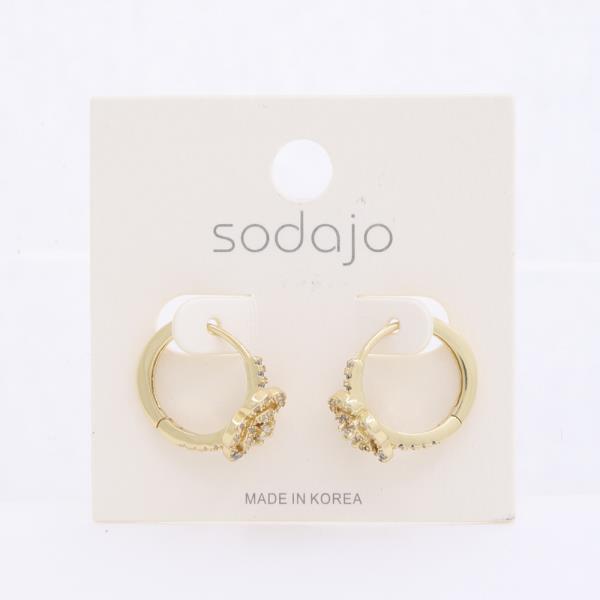 SODAJO FLOWER RHINESTONE HUGGIE EARRING