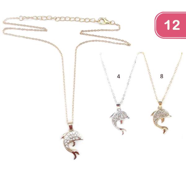 FASHION DOLPHIN PENDANT NECKLACE (12 UNITS)