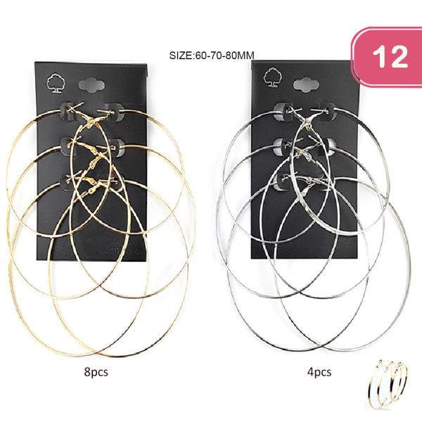 FASHION METAL HOOP EARRING SET (12 UNITS)