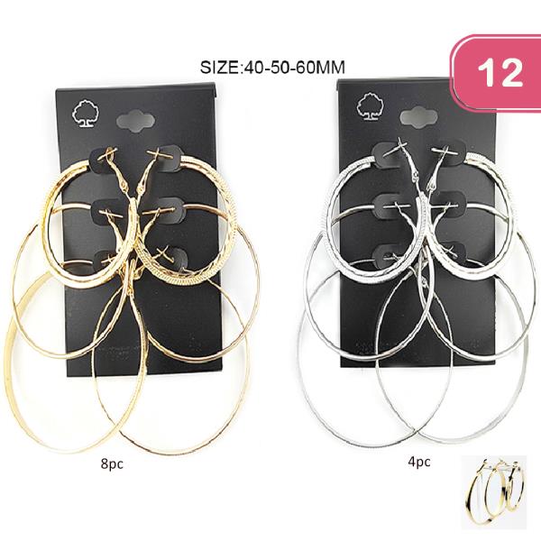 FASHION METAL HOOP EARRING SET (12 UNITS)