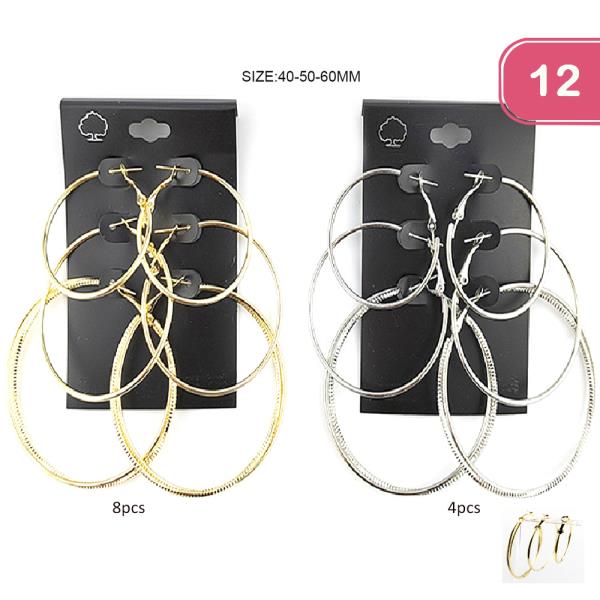 FASHION METAL HOOP EARRING SET (12 UNITS)