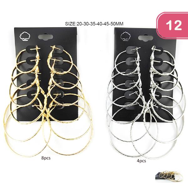 FASHION METAL HOOP EARRING SET (12 UNITS)