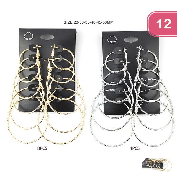 FASHION METAL HOOP EARRING SET (12 UNITS)