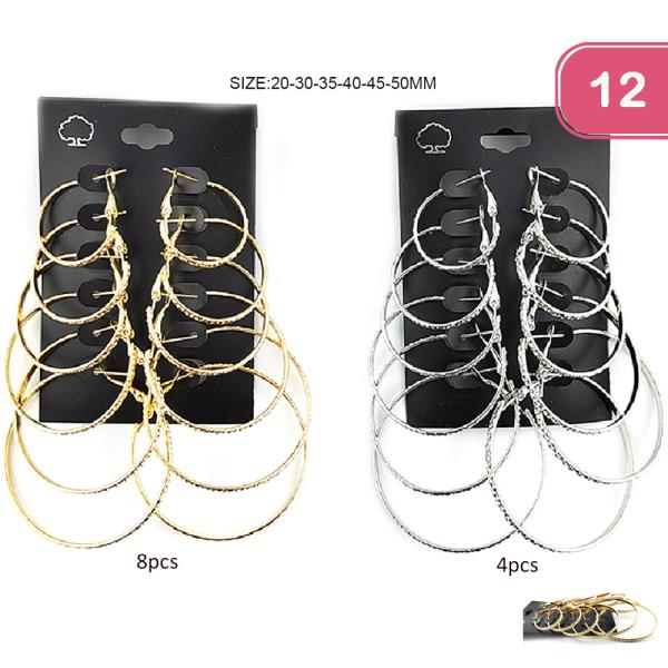 FASHION METAL HOOP EARRING SET (12 UNITS)
