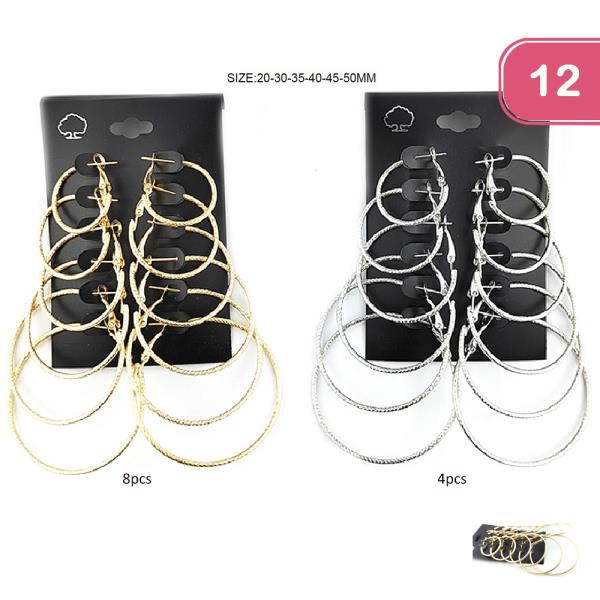 FASHION METAL HOOP EARRING SET (12 UNITS)