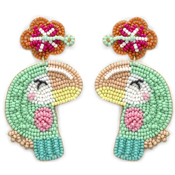 BIRD SEED BEAD DANGLE EARRING