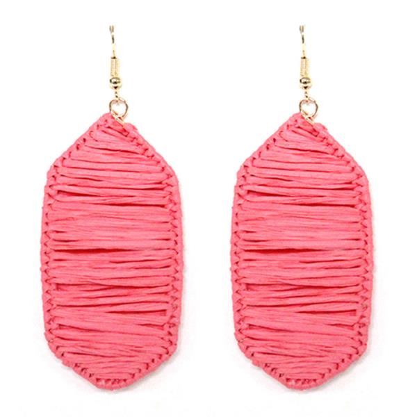 RAFFIA HEXAGON DANGLE EARRING