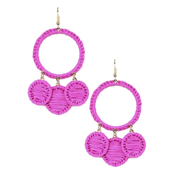 RAFFIA WRAP ROUND DANGLE EARRING