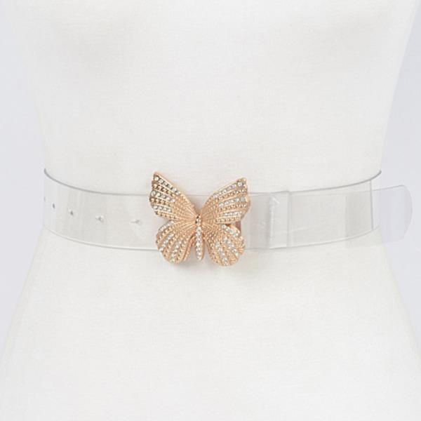 RHINESTONE BUTTERFLY TRANSPARENT BELT