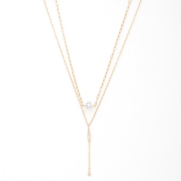 CRYSTAL Y SHAPE METAL NECKLACE