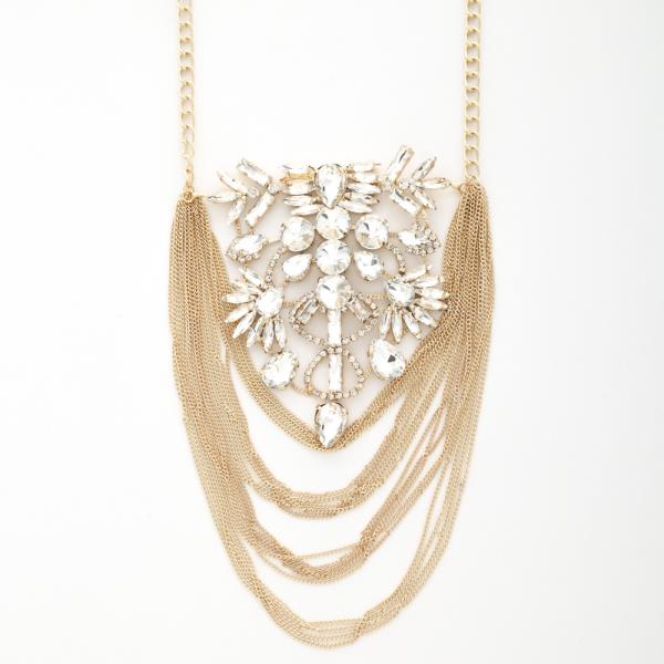 CHUNKY CRYSTAL CHAIN LAYERED NECKLACE