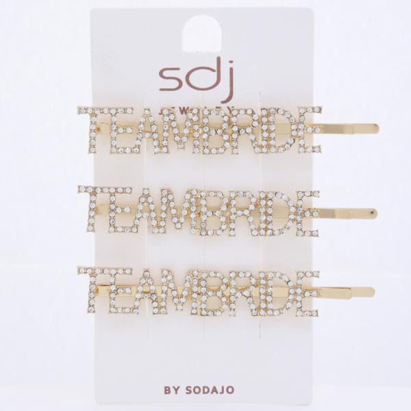 SODAJO TEAM BRIDE RHINESTONE HAIR PIN SET