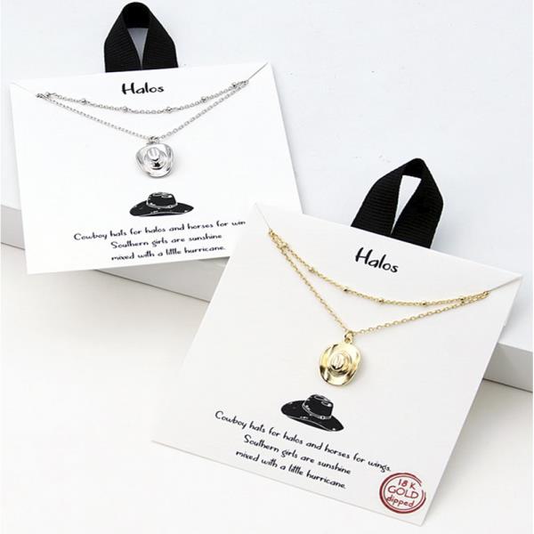 18K GOLD RHODIUM DIPPED HALOS  PENDANT NECKLACE