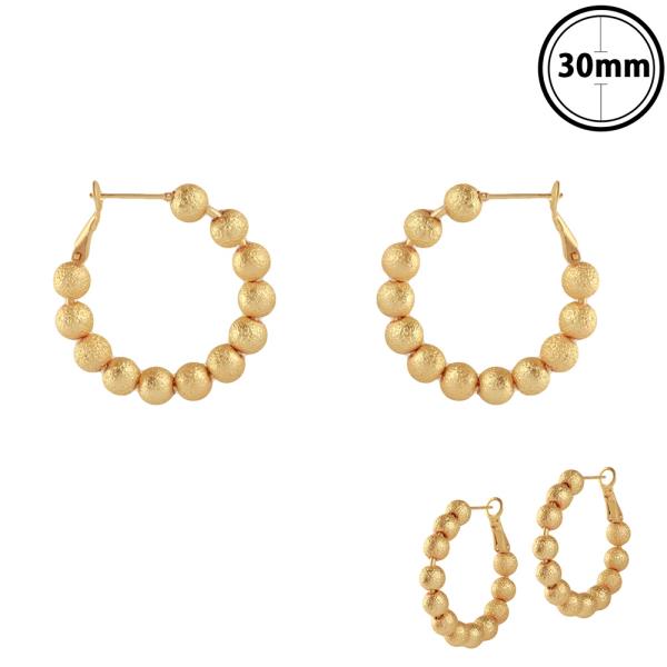 CCB TEXTURE BALL HOOP PINCATCH EARRING