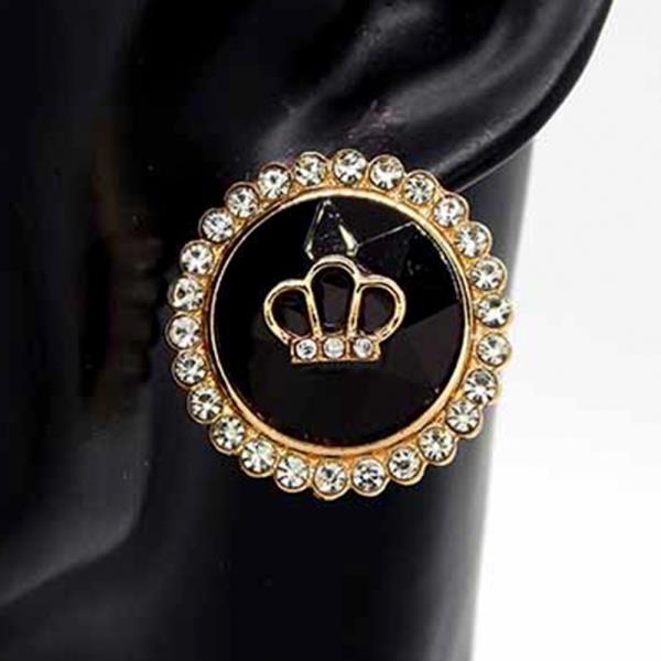 CHUNKY GLASS METAL CROWN EARRING