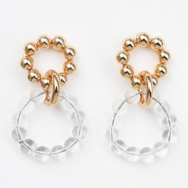 METAL BEAD ROUND DANGLE EARRING