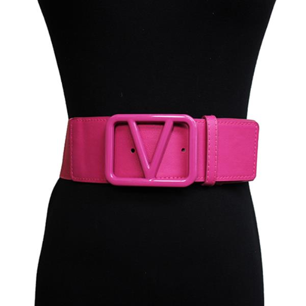 COLOR METAL V BUCKLE ELASTIC BELT