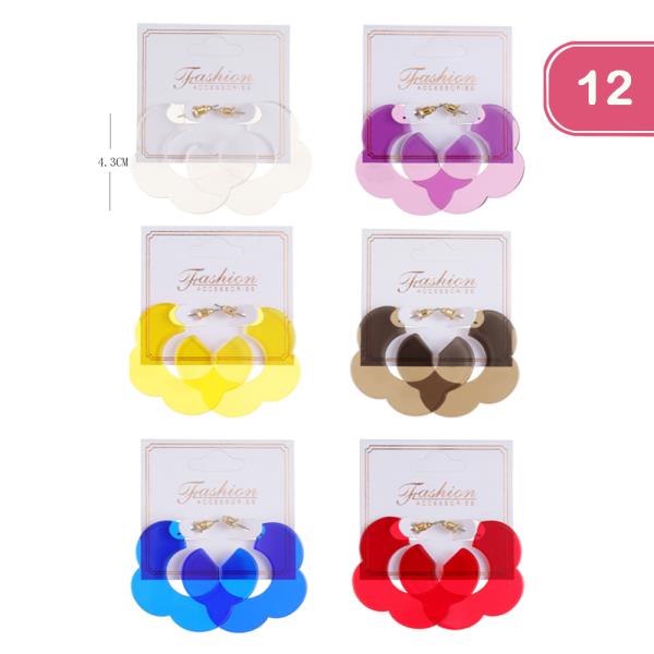 FASHION COLOR FLOWER SHAPE EARRING (12 UNITS)