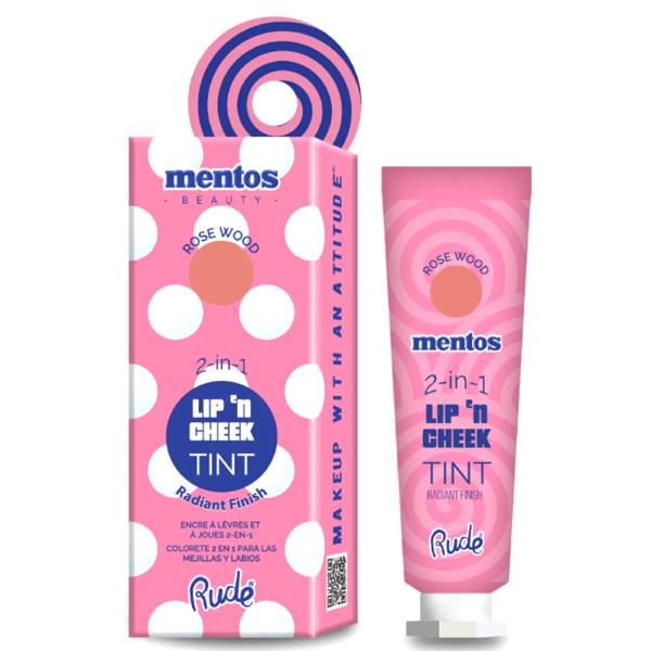 RUDE COSMETICS MENTOS 2 IN 1 LIP N CHEEK TINT ROSE WOOD