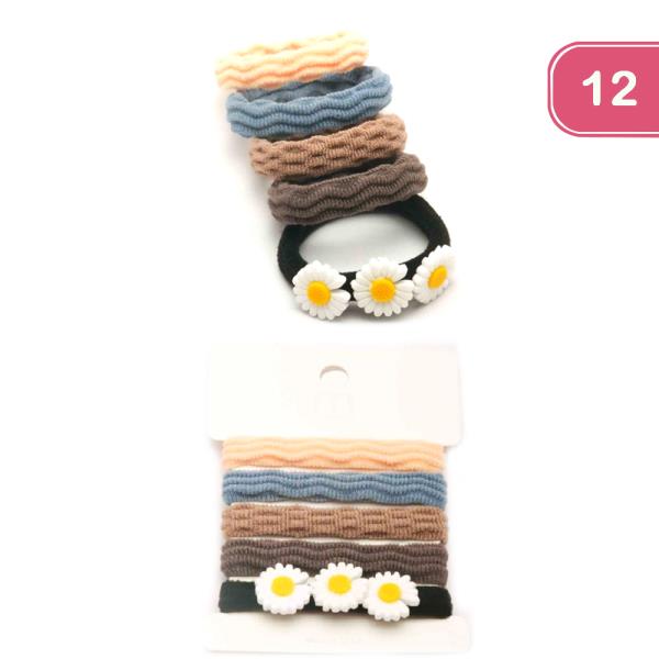 TEXTURED FLOWER PONYTAIL SET (12 UNITS)