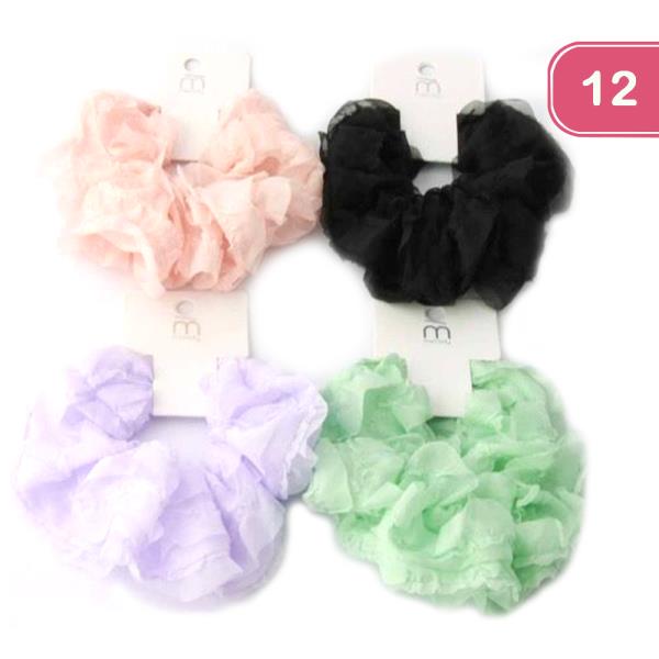 RUFFLE SHEER SCRUNCHIE (12 UNITS)