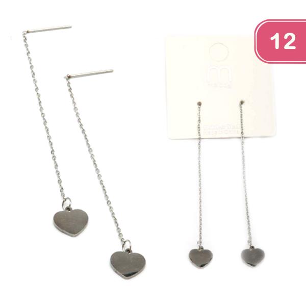 HEART THREAD CHAIN EARRING (12 UNITS)