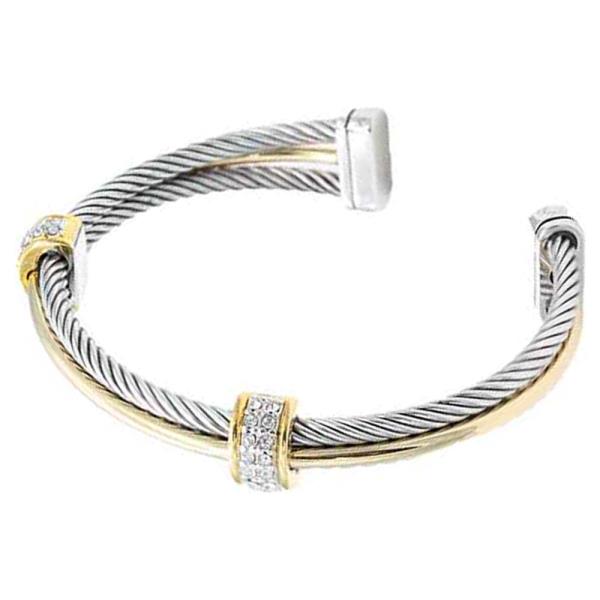TWO-TONE PLATED CABLE BRACELETS
