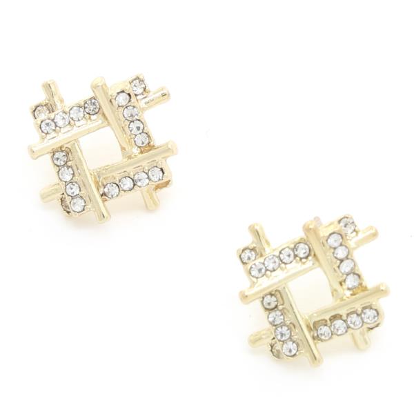 SQUARE RHINESTONE METAL EARRING