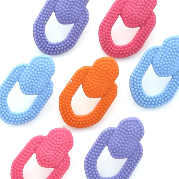 COLOR METAL TEXTURED GEOMETRIC SHAPE EARRING