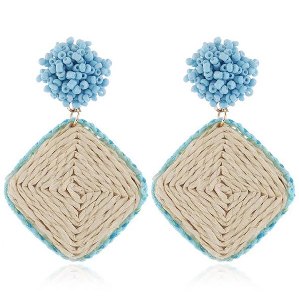 SEED BEAD TWINE GEOMETRIC SHAPE DANGLE EARRING