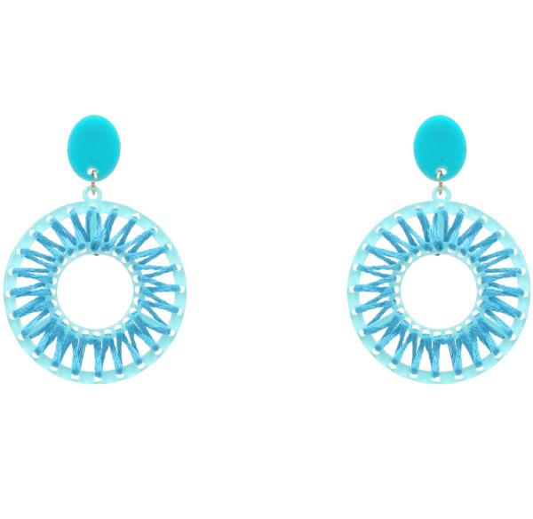 OVAL CIRCLE THREAD DANGLE EARRING