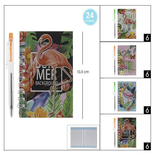 FASHION FLAMINGO NOTE WITH PEN (24 UNITS)