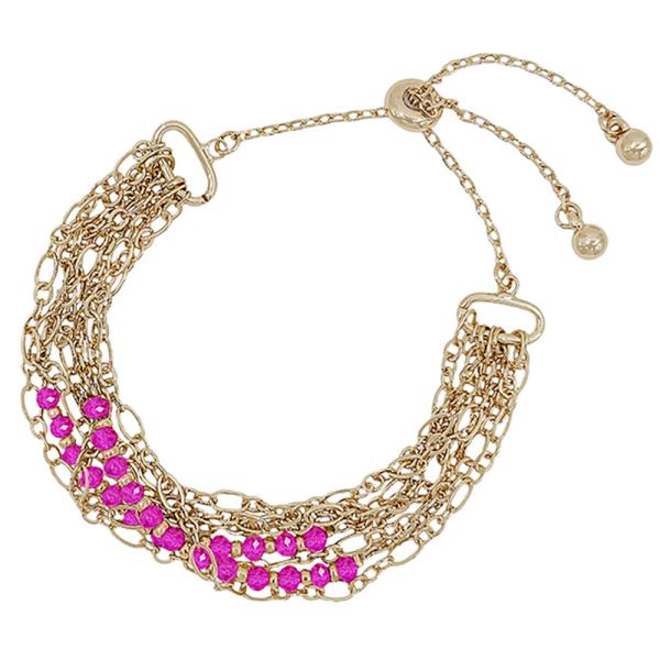 BEADED METAL CHAIN LAYERED BRACELET