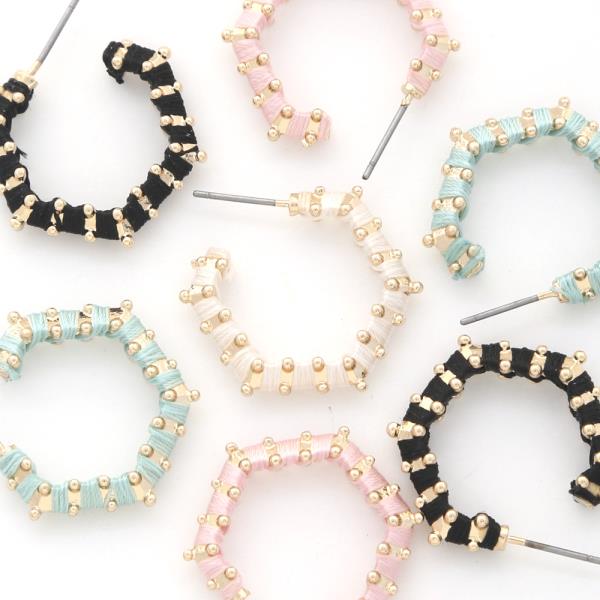 THREAD METAL HEXAGON EARRING
