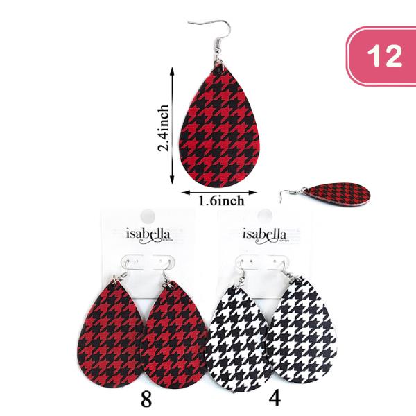 PLAID LEATHER  EARRING (12 UNITS)