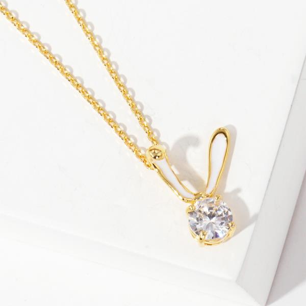 CRYSTAL BUNNY CHARM NECKLACE
