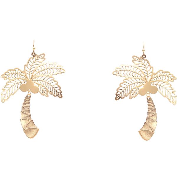 METAL PALM TREE DANGLE EARRING