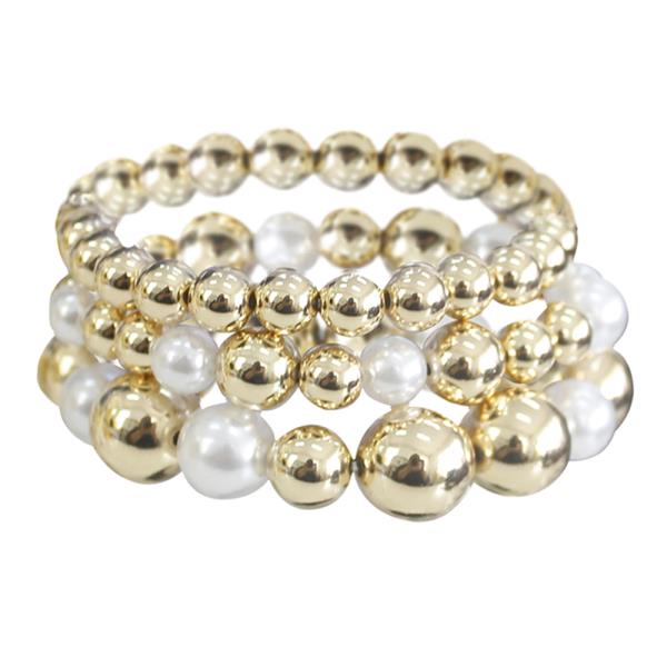 METAL BEAD AND PEARL BRACELET