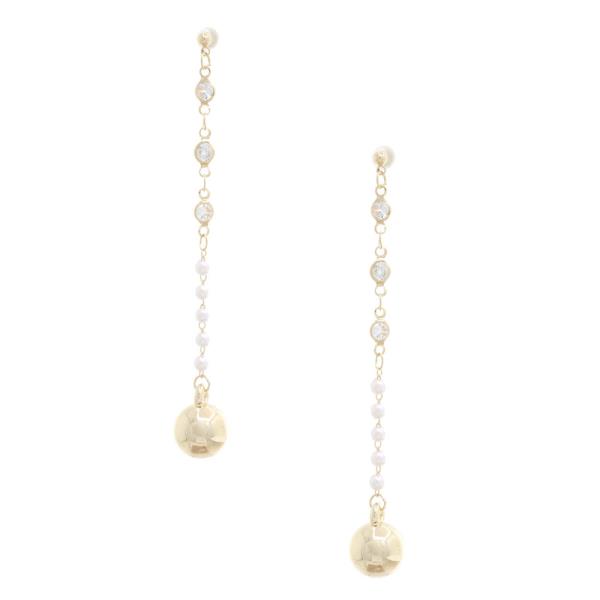 SODAJO BALL BEAD CRYSTAL PEARL DANGLE EARRING