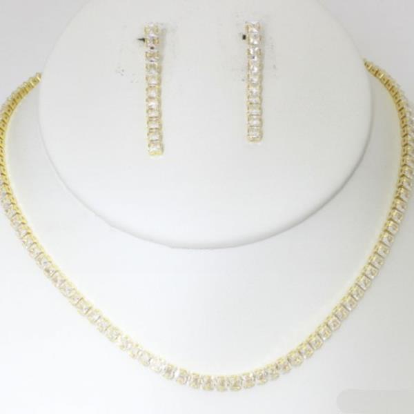 FASHION RHINESTONE NECKLACE EARRING SET