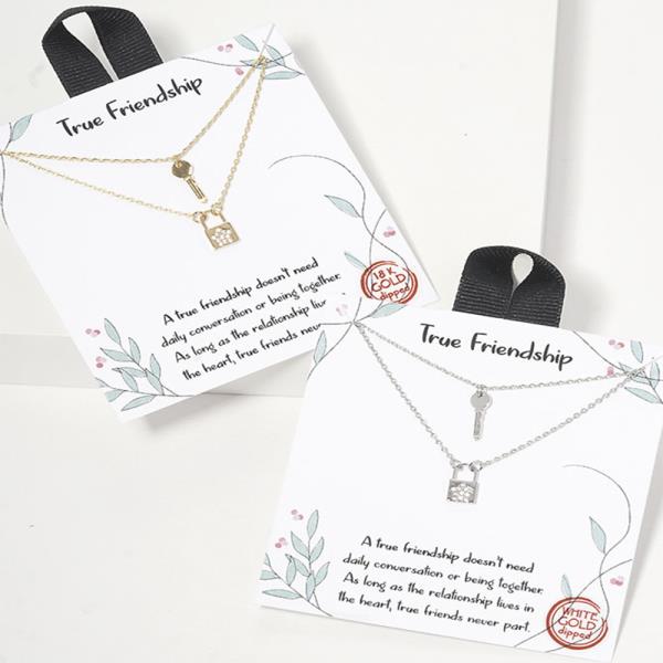 18K GOLD RHODIUM DIPPED TRUE FRIENDSHIP PENDANT NECKLACE