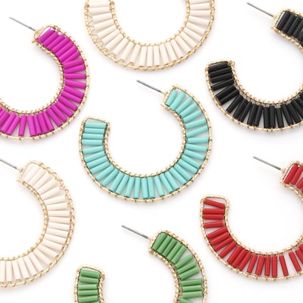 BEADED OPEN CIRCLE EARRING