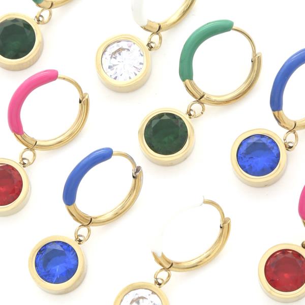 SODAJO CRYSTAL COLOR METAL HOOP EARRING