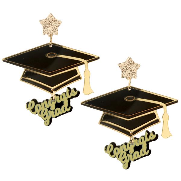 ACRYLIC CONGRATS GRAD DANGLE EARRING