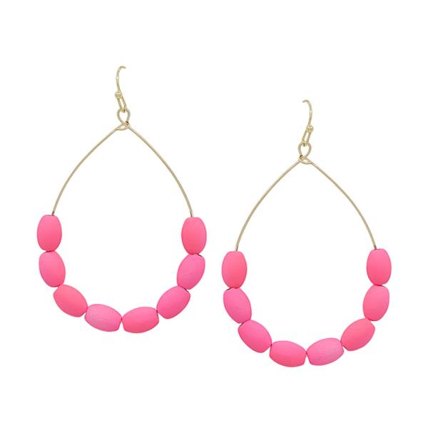 RICE SHAPE METAL CCB COLOR COAT TEARDROP EARRING