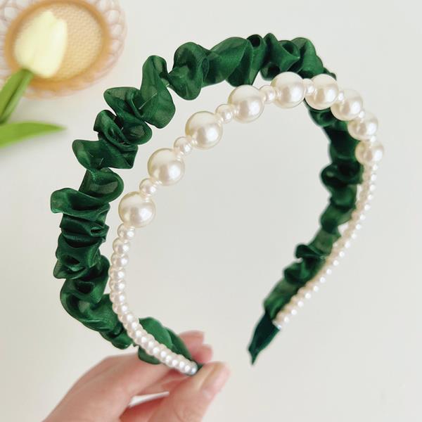RUFFLE PEAR BEAD DOUBLE HEADBAND
