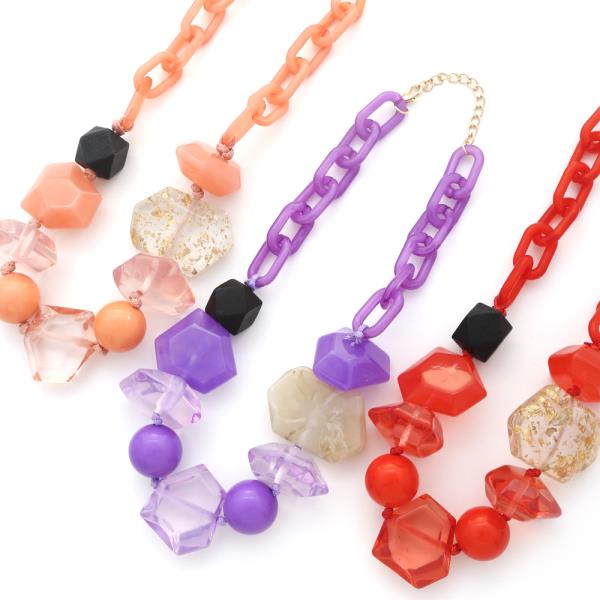 CHUNKY BEADED OVAL LINK NECKLACE